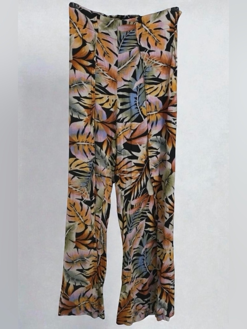 Billabong Black Multi Tropical Leaf Wide-Leg Pants